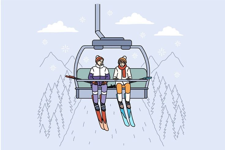 two people sitting on a ski lift in the snow