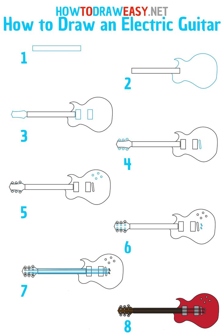 how to draw an electric guitar in easy steps step by step instructions for beginners