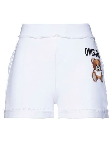 Sweatshirt fleece Embroidered detailing Brand logo Solid colour with appliqués High waisted Elasticized waist Wide leg Regular fit French terry lining Multipockets Shorts White, Solid Colour, Moschino, Short Pants, French Terry, Bermuda Shorts, Brand Logo, Clothing And Shoes, White Shorts