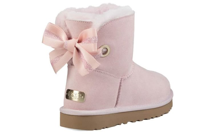 UGG Customizable Bailey Bow Mini Boot 1100212W-SLPN Ugg Mini Bailey Bow, Light Brown Boots, Pink Ugg Boots, Cute Uggs, Mini Baileys, Pink Uggs, Boots Slippers, Pretty Shoes Sneakers, Custom Bling