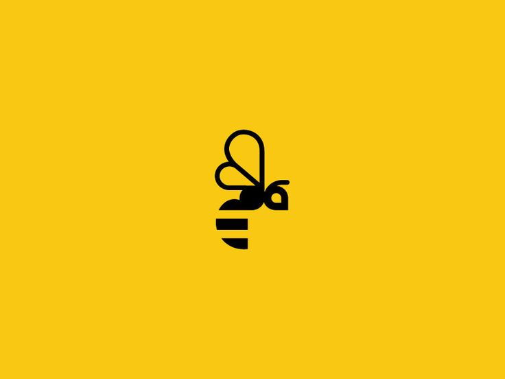 the word bee is written in black on a yellow background with an image of a bee