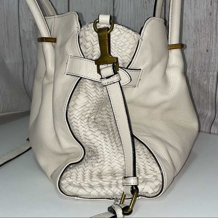 Beautiful! Crossbody, Long Strap, Shoulder, Satchel. Perfect For All Seasons! Spring, Summer, Fall And Winter As It Is Ivory. Excellent Condition. Never Worn, But Not Brand New. Been In My Closet And Ready For Someone Who Can Rock This Awesome Leather Purse! Everyday Cream Woven Leather Shoulder Bag, Everyday Cream Shoulder Bag With Woven Leather, Cream Woven Leather Shoulder Bag For Daily Use, Versatile Cream Satchel For Errands, White Crossbody Satchel With Braided Handles, White Textured Leather Crossbody Satchel, Cream Woven Leather Shoulder Bag, Cream Textured Leather Tote Satchel, Cream Textured Leather Crossbody Shoulder Bag