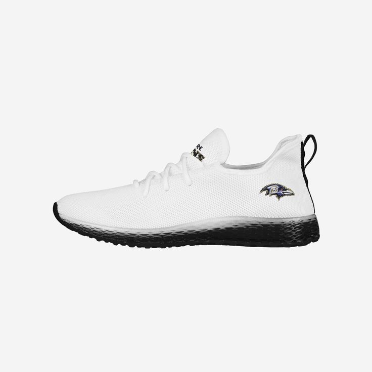 Baltimore Ravens Gradient Midsole White Sneakers FOCO 7 - FOCO.com Fan Fashion, Team Name, Baltimore Ravens, Philadelphia Phillies, The Building, Team Names, Toe Designs, Bobble Head, Face Cover