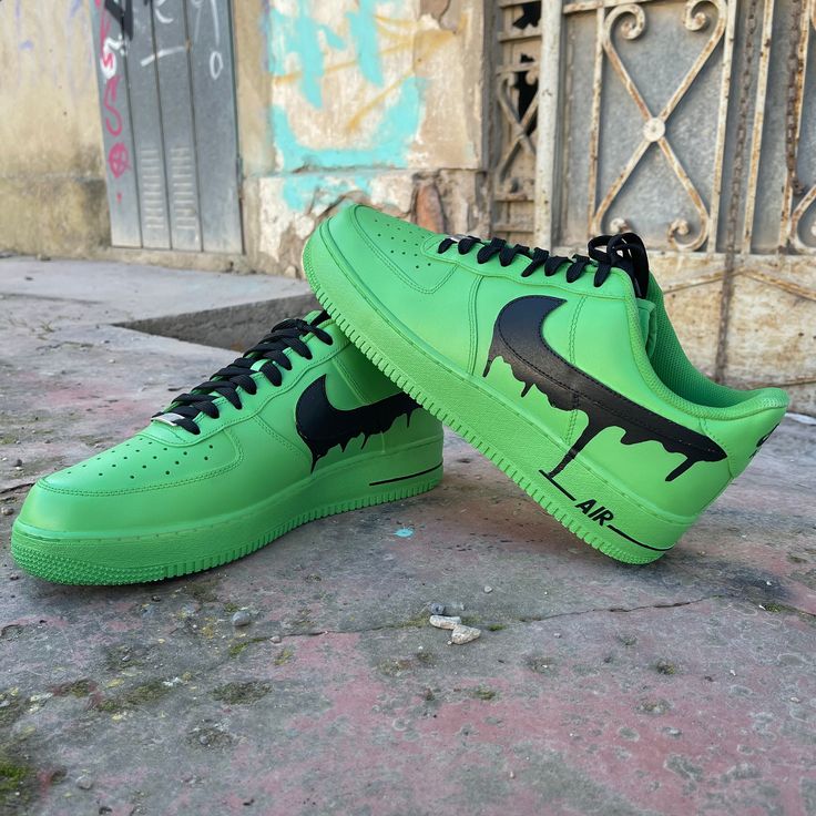 AF1 sneaker with Basic design All sizes and colors available. If you want yours, don't hesitate to ask me. They are a la carte designs. We are dedicated to customizing sneakers Green High-top Custom Sneakers For Streetwear, Green Low-top Urban Custom Sneakers, Urban Green Low-top Custom Sneakers, Green Low-top Custom Sneakers With Rubber Sole, Urban Green High-top Custom Sneakers, Green Urban Custom Sneakers For Sports, Green Low-top Custom Sneakers For Skateboarding, Green Casual Custom Sneakers For Skateboarding, Urban Green Custom Sneakers For Streetwear