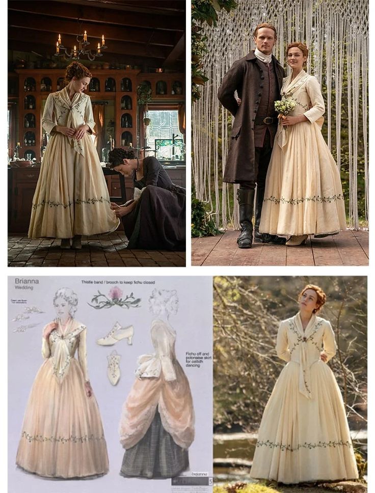 Brianna Wedding Dress, 1700s Clothes, Outlander Wedding Dress, Hobbit Dress, Outlander Dress, Iconic Costumes, Outlander Patterns, Outlander Knitting Patterns, Outlander Wedding