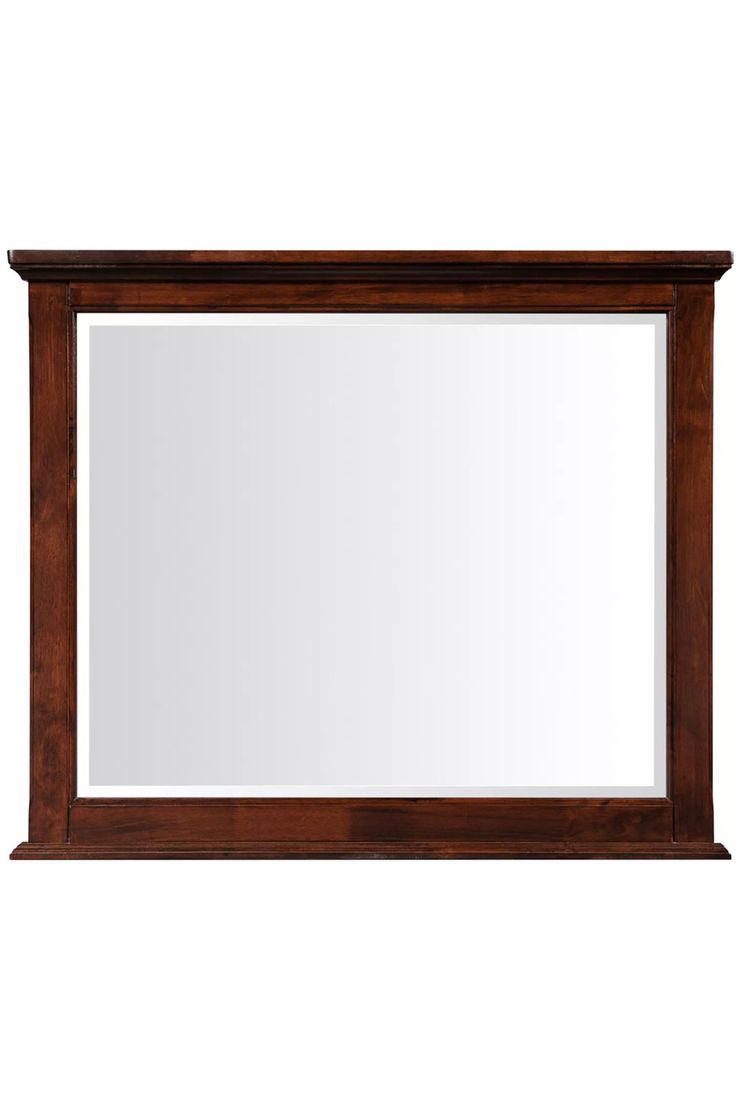 a wooden framed mirror on a white background with clippings to the bottom half