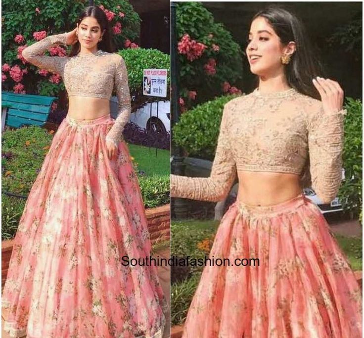 Jhanvi Kapoor in Sabyasachi Latest Crop Top Designs For Lehenga, Top Lehenga Designs, Crop Top Lehenga Designs, Skirt And Crop Top Indian, Crop Top Indian, Indian Bridal Wear Red, Chiffon Lehenga, Lehenga Top, डिजाइनर कपड़े