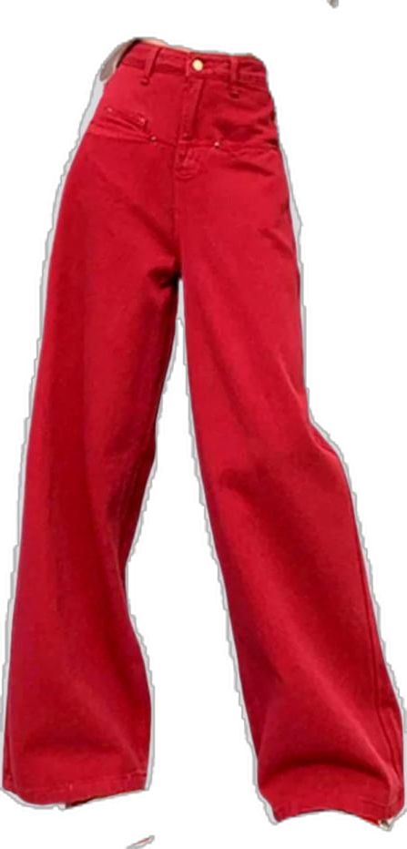 Y2k Wide Leg Solid Color Bottoms, Y2k Style Wide-leg Cotton Bottoms, Red Baggy Cotton Pants, Y2k Cotton Wide-leg Pants, Y2k Cotton Wide-leg Bottoms, Cotton Wide-leg Y2k Bottoms, Red Wide Leg Pants With Pockets For Fall, Chic Cotton Flare Jeans For Streetwear, Cotton Wide Leg Pants For Streetwear