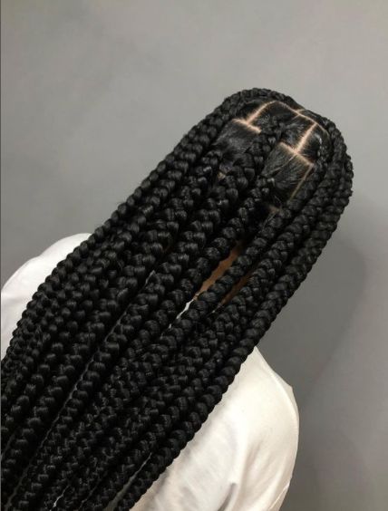 Big Squares Jumbo Box Braids Knotless Braids Big Size, Big Jumbo Braids, Jumbo Braids With Curls, Thick Braids For Black Women, Hairstyles Jumbo Braids, Big Box Braids Jumbo, Big Braids For Black Women, Jumbo Braids For Black Women, 6 Jumbo Box Braids