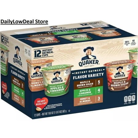 three boxes of quiker instant oatmeal flavored breakfast cereal