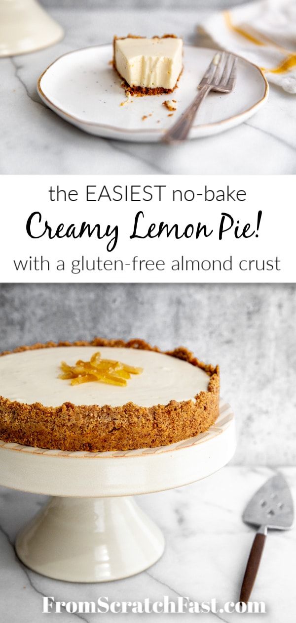 the easy no bake creamy lemon pie with a gluten - free almond crust