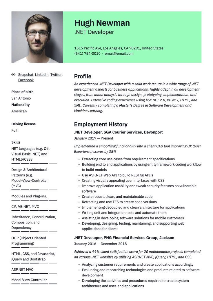 Professional Net Developer Resume Green Template Software Developer Resume, Expressing Feelings Quotes, Expressing Feelings, Ats Resume, Express Feelings, Resume Objective Examples, Writing Guide, Backend Developer, Student Resume