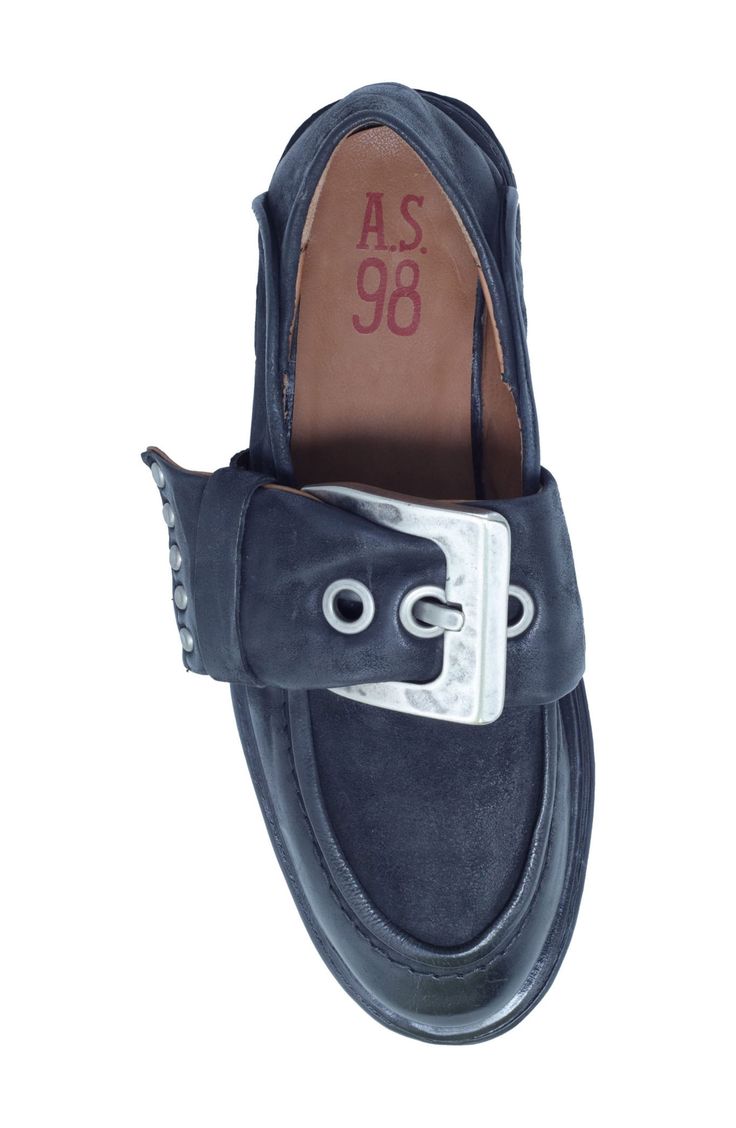 An exaggerated buckle strap puts a contemporary spin on a hand-burnished leather loafer grounded by a cushioned footbed. Cushioned footbed Leather upper and lining/rubber sole Imported Loafers Outfit, Funky Shoes, Loafer Women, Shoe Inspo, Swag Shoes, Mode Inspo, Menswear Inspired, Dream Shoes, Shoe Game