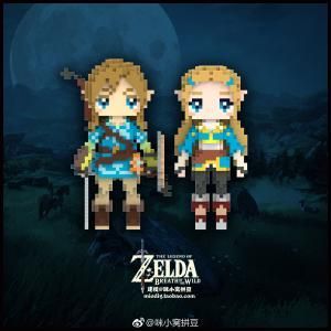 the legend of zelda pixel art is displayed in front of a full moon sky