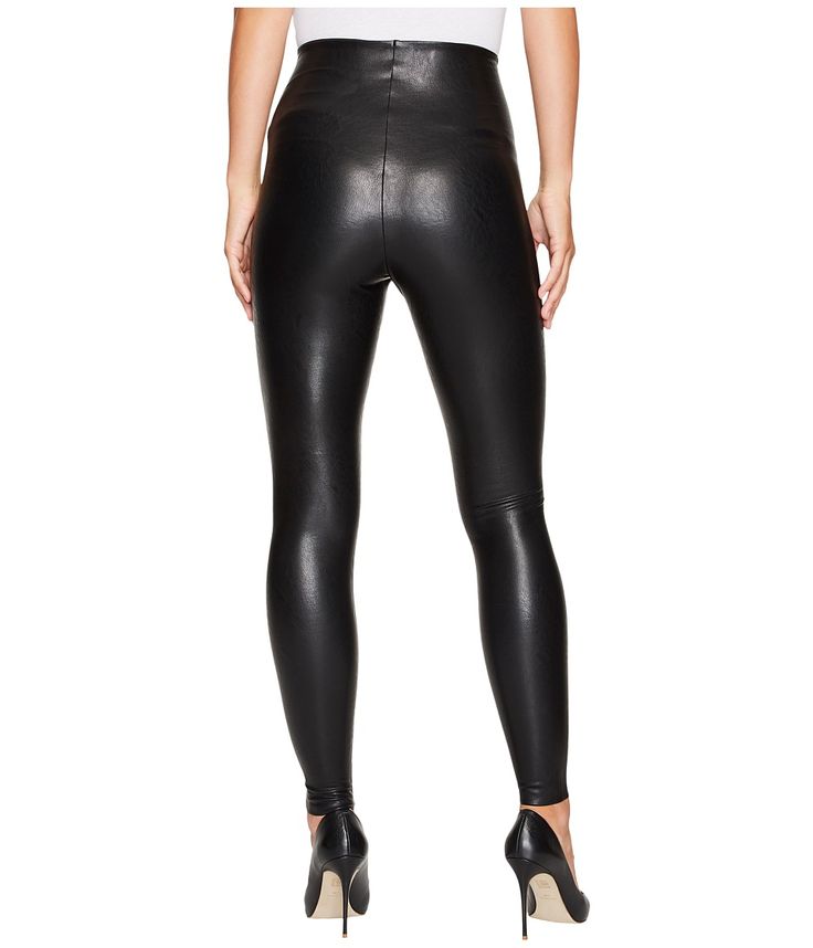 Commando Perfect Control Faux Leather Leggings SLG06 Women's Underwear Black High Waist Polyurethane Leggings For Work, Stretch Faux Leather Leggings For Work, High Stretch Leather Leggings For Fall, Stretch Leather Leggings For Work, Elegant Stretch Leather Leggings, Elastane Leather Pants For Workwear In Fall, Fall Leather Pants With Elastane For Workwear, Fitted Leather Leggings, Elegant Leather Stretch Leggings