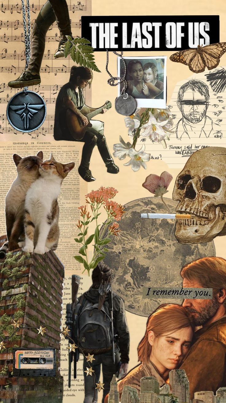 the last of us movie poster with cats and other things on it's side