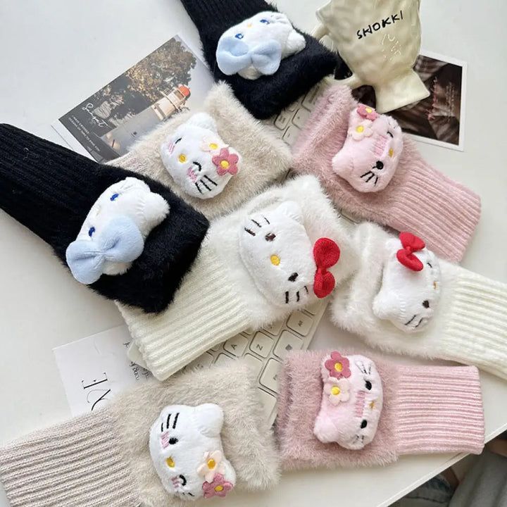 Keep your hands warm and stylish this winter with the Hello Kitty Kawaii Fingerless Gloves! Featuring a charming Hello Kitty design and a fingerless style for added functionality, these gloves are perfect for staying cozy while using your phone, typing, or going about your day. Show off your love for Hello Kitty while staying snug and comfy! (≧◡≦)💕 Hello Kitty Design, Cartoon Kitty, Wrist Guard, Kitty Cat, Soft Girl, Hand Warmers, Fingerless Gloves, Cute Cartoon, New Product