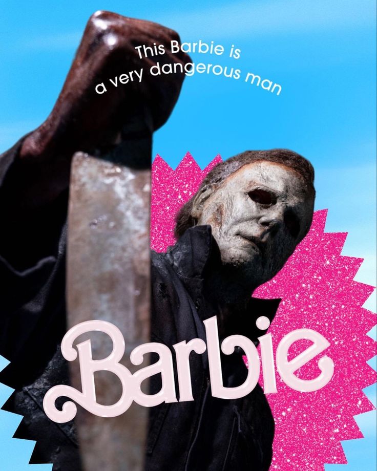 a movie poster with a man holding a hammer in front of his face and the words barbie is a very dangerous man