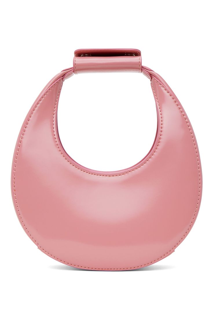 Staud: Pink Goodnight Moon Bag | SSENSE Luxury Pink Shoulder Bag With Round Handle, Staud Satchel Shoulder Bag For Evening, Elegant Pink Shoulder Bag With Round Handle, Staud Evening Bag With Top Handle, Staud Evening Bags With Detachable Handle, Staud Top Handle Evening Bag, Modern Staud Bag With Round Handle, Modern Staud Bag With Detachable Strap, Staud Top Handle Evening Shoulder Bag