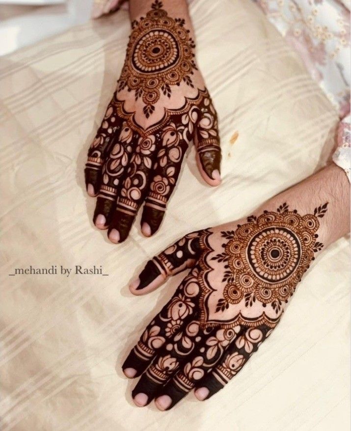 two hands with henna designs on them