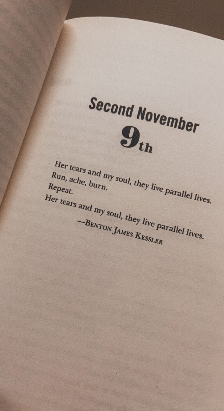 an open book with the words second november on it