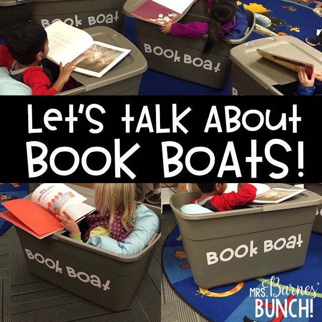 children are reading books in their book boxes with the words let's talk about book boats