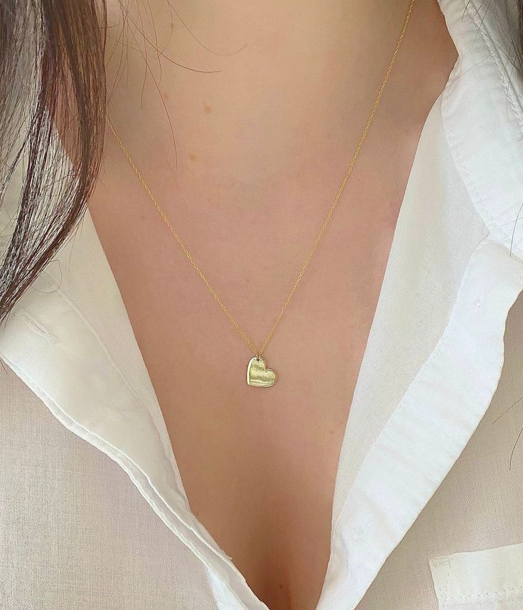 Delicate Yellow Gold Heart Necklace, Minimalist Heart Charm Necklace For Wedding, 14k Gold Everyday Heart Necklace, Minimalist 14k Gold Heart Necklace For Anniversary, Delicate Yellow Gold Heart Necklace For Everyday, Everyday 14k Gold Heart Necklace, Delicate Yellow Gold Sterling Silver Heart Necklace, Dainty Double Heart Yellow Gold Necklace, Everyday Fine Jewelry Heart Pendant Necklace