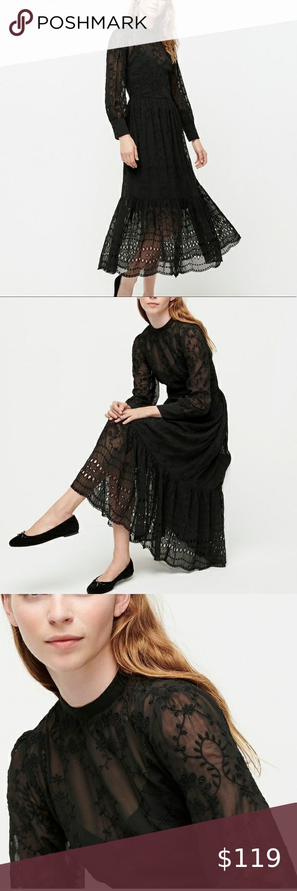 J.Crew Embroidered Long Sleeve Midi Dress 8 Black • Brand: J.Crew • Size: 8 • Black • New With Tags • Style Type: A-line • Sleeve Length: Long Sleeve Dress Length: Falls below knee. Total Length: 48" from high point of shoulder Material: Poly Specialty: We love a dress that does it all—go fancy with ballet flats or pumps for your next party, or pair it with sneakers and a denim jacket for a pretty-but-casual weekend look. Bonus: It's lined, so you'll only show what's meant to be seen. * Lined. * School Snacks, Casual Weekend, Sleeve Midi Dress, Long Sleeve Midi, Long Sleeve Midi Dress, High Point, New Black, Ballet Flats, Sleeve Dress