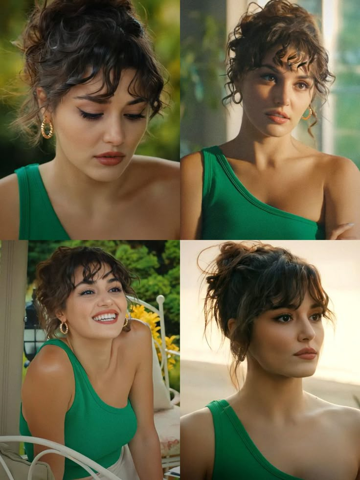 Wispy Bangs Selena Gomez, Selena Gomez Short Curly Hair, Curly Face Framing Bangs, Curly Wispy Bangs, Curly Face Framing, Wispy Bangs Curly Hair, Curly Hair With Face Framing Layers, Face Framing Bangs Curly Hair, Round Face Curly Hair