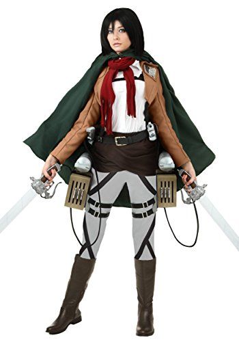 a woman dressed in an anime costume with two swords and a cape on her head