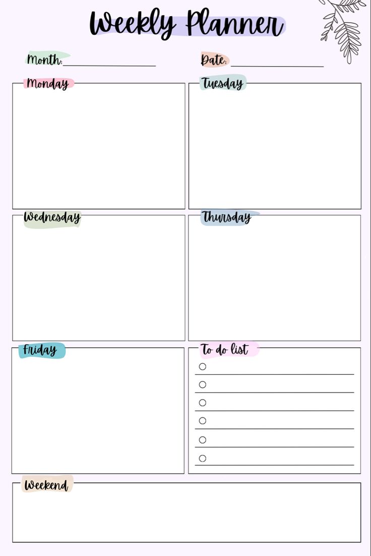 a printable weekly planner is shown with the words, days and months on it