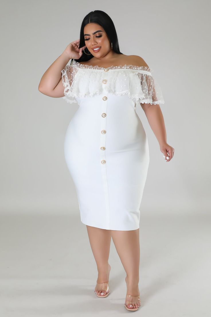 Parisian Visions Dress – GitiOnline Style Your Clothes, Paisley Crochet, Bridal Shower Dress, Grad Parties, Bandage Dress, All White, Body Positivity, Ruffles, Off Shoulder