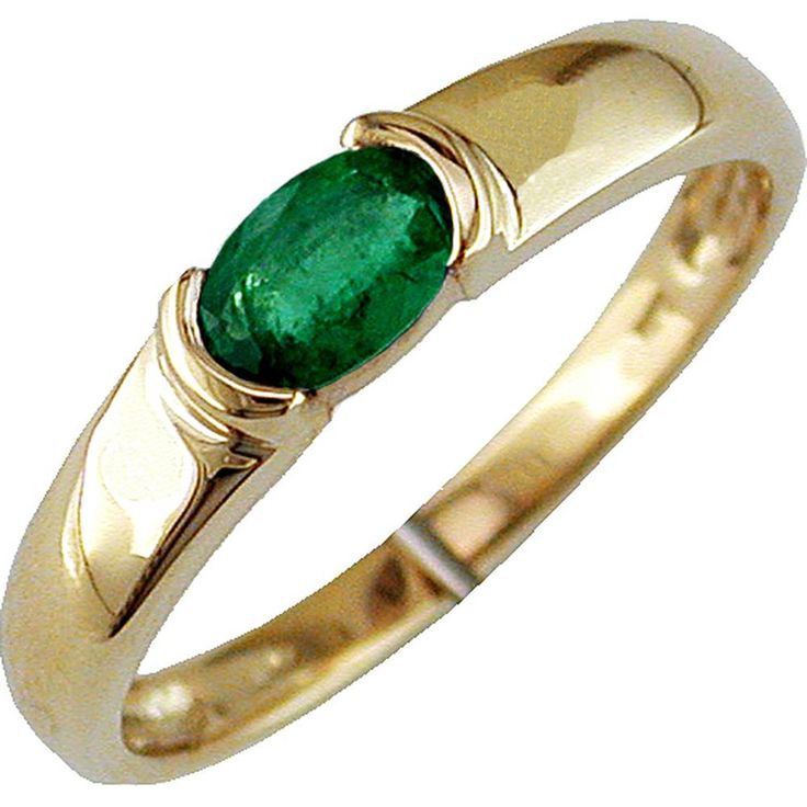 Nature's Splendor 14K Yellow Gold Emerald Ring - Timeless Elegance Timeless Yellow Gold Oval Emerald Ring, Timeless Yellow Gold Emerald Ring With Oval Shape, Elegant Gold Emerald Ring With Polished Finish, Elegant Emerald Ring With Bezel Setting, 14k Yellow Gold Emerald Ring With Tension Setting, Timeless Yellow Gold Emerald Ring, Elegant Green Birthstone Ring With Bezel Setting, Elegant Green Round Band Ring, Elegant Green Round Rings