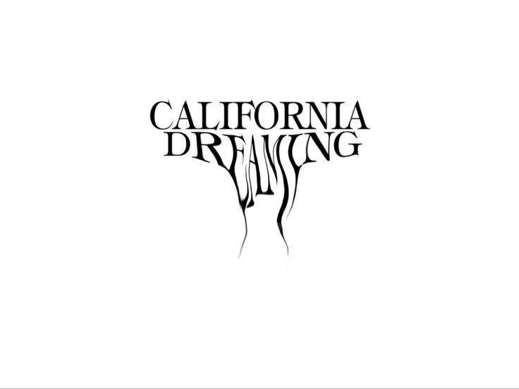 the california dreaming logo is shown in black and white, with an abstract design on it