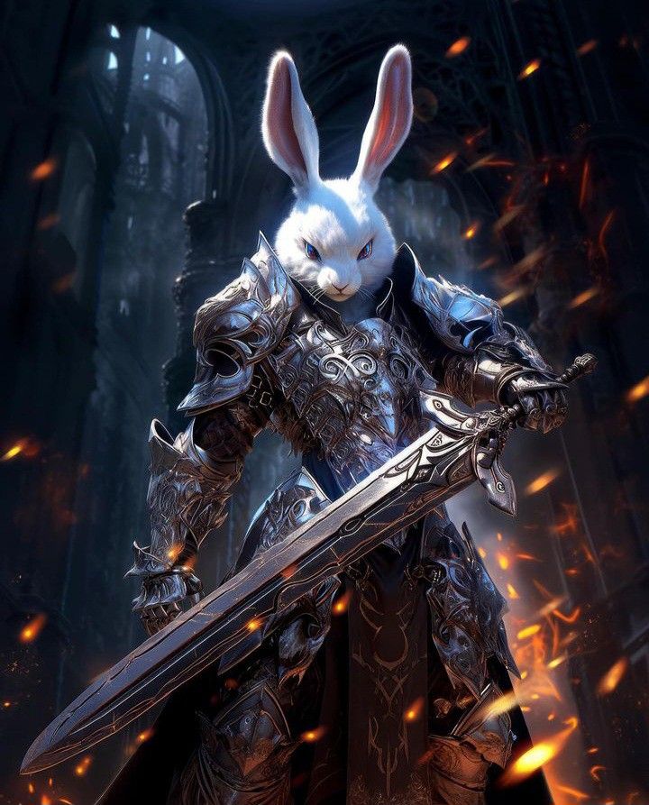 Rabbit Folk Dnd, Harengon Dnd Art, Rabbit Knight, Bunny Warrior, Rabbit Warrior, Fantasy Rabbit, Rabbit Folk, Cat Warrior, Wild Animal Wallpaper