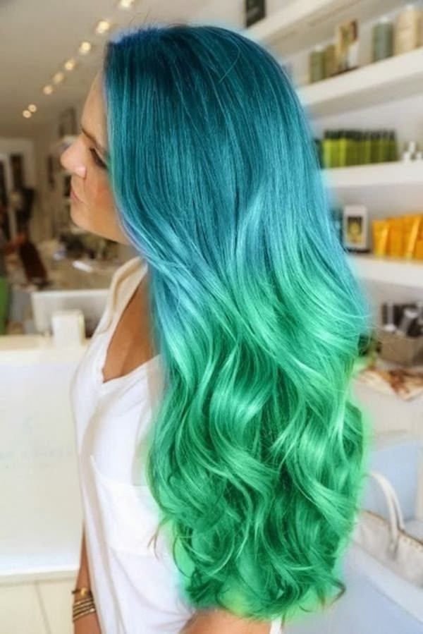 73 Extraordinary Mermaid Hairstyles That Will Turn Heads Blue And Green Hair, Ombré Hair, Awesome Hair, Pastel Hair, Green Ombre, Dye My Hair, Cool Hair, Colorful Hair, Mermaid Hair