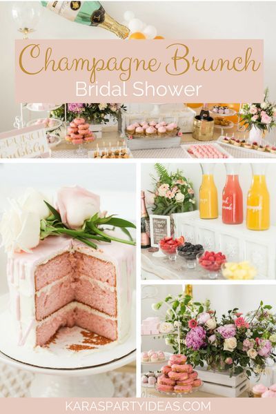 a collage of photos showing different types of cakes and desserts for bridal shower