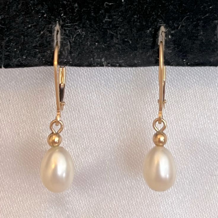 Lever Closure Approx 2.75cm Long Approx 1gm / 0.05oz Together Classic Pear-shaped Gold Earrings, Classic Pearl Earrings With French Hook For Anniversary, Yellow Gold High Luster Drop Earrings, Classic High Luster Drop Pearl Earrings, Classic Oval High Luster Pearl Earrings, Classic Round Earrings With French Hook, Classic Yellow Gold Drop Pearl Earrings, Gold Dangle Jewelry With High Luster, Classic Round French Hook Earrings