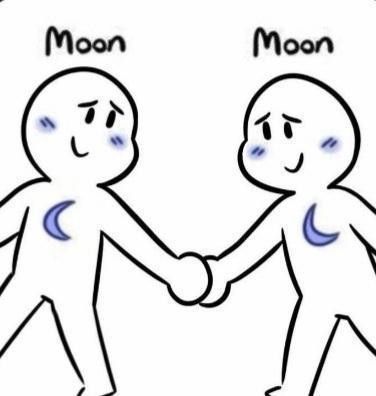 two people shaking hands with the moon in the background