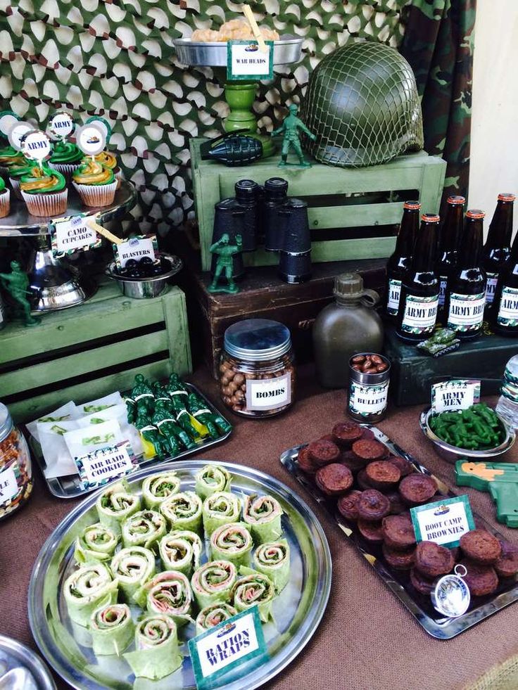 a table filled with lots of food and drinks