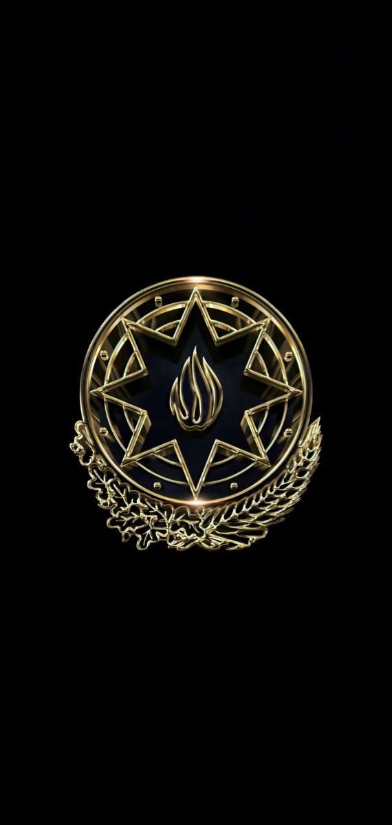 a gold pentagramil with flames in the center