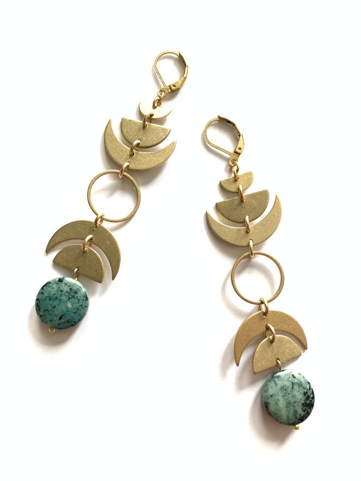 18k gold plated lever back earrings with green zebra jasper and brass. Adjustable Gold Jewelry With Lever Back, Gold Brass Jewelry With Lever Back, Gold Jade Earrings With Ear Wire, Brass Drop Earrings With Lever Back, Bronze Earrings With Lever Back Ear Wires, Adjustable Gold Lever Back Earrings, Bronze Lever Back Earrings, Handmade Gold Jasper Jewelry, Bronze Dangle Earrings With Natural Stones