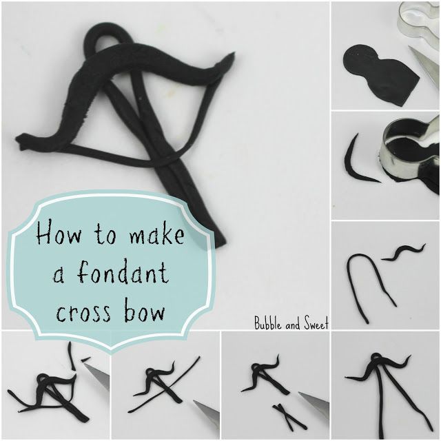 how to make a fondant cross bow with scissors and shoelaces for halloween