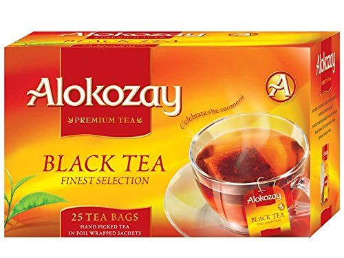 alkozy black tea bags, 25 ctr / 24 ctr packs pack of 6