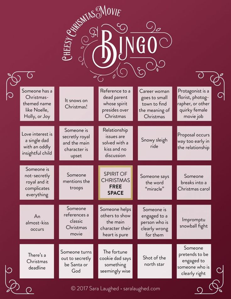 the christmas movie bingo game is shown