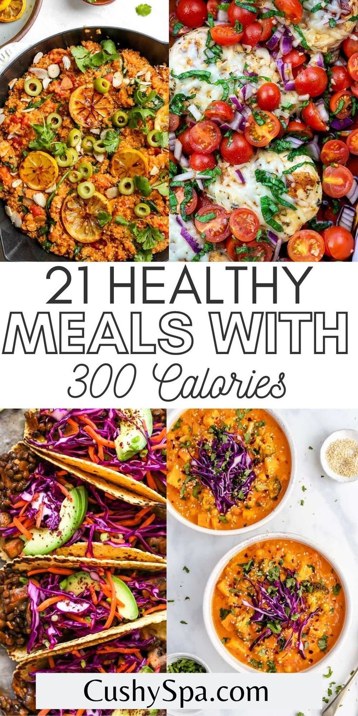 healthy meals with 30 calories are shown in this collage, including carrots, tomatoes and other vegetables