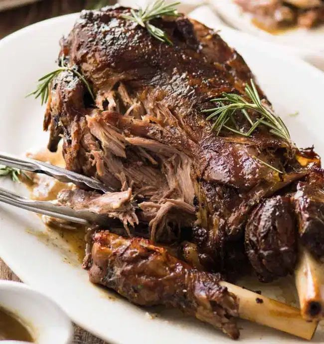 a close up of a plate of food with meat