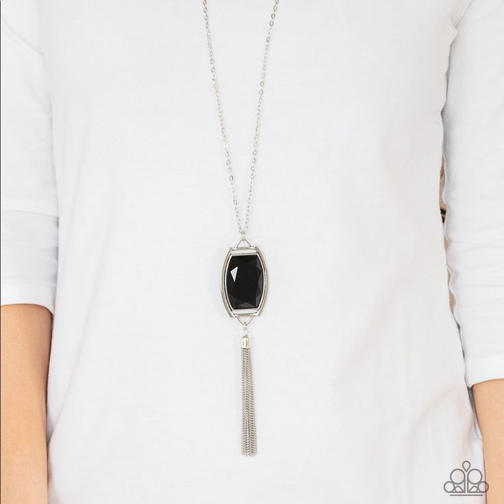 Timeless Talisman In Black. Minimalist Nickel-free Black Jewelry, Modern Black Jewelry With Silver Chain, Nickel-free Black Necklace, Nickel Free Black Necklace For Party, Nickel-free Black Necklace For Party, Black Jewelry With Silver Chain For Party, Minimalist Black Dangle Jewelry, Elegant Black Jewelry With Silver Chain, Party Black Jewelry With Silver Chain