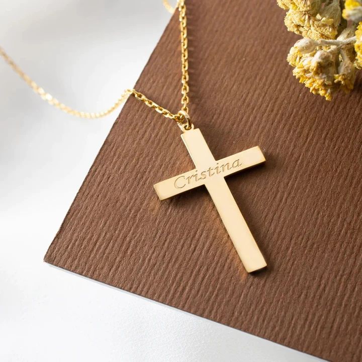 Jesus Cross Personalized Pendant Necklace – MyPreciousName.com Necklace With Name, Personalized Pendant Necklace, Engraved Cross, Christian Necklace, Jesus Cross, Personalized Pendant, Baptism Gifts, Timeless Gifts, Jesus On The Cross