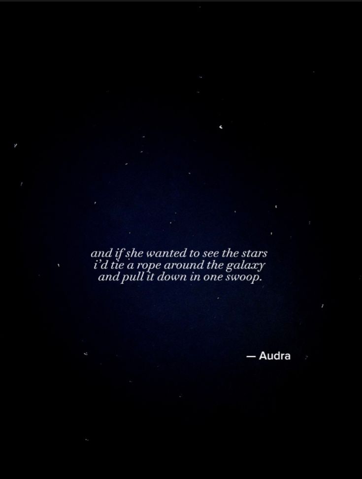 the quote is written in white on a black background with stars and space around it